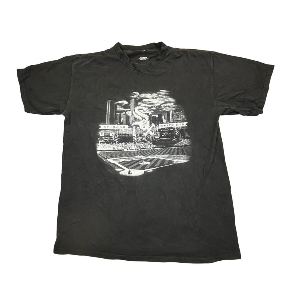 Chicago White Sox Skyline Ballpark Graphic‎ Tee Mens L Black Vintage Style MLB
